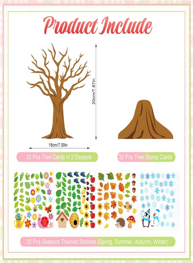 Bafeil 32 Set Seasonal Trees Craft Kits Make Your Own DIY Four Seasons Tree Decoration Spring Summer Autumn Winter Sticker Art Craft for School Classroom Home Activity Party Favor Supplies - Image 2