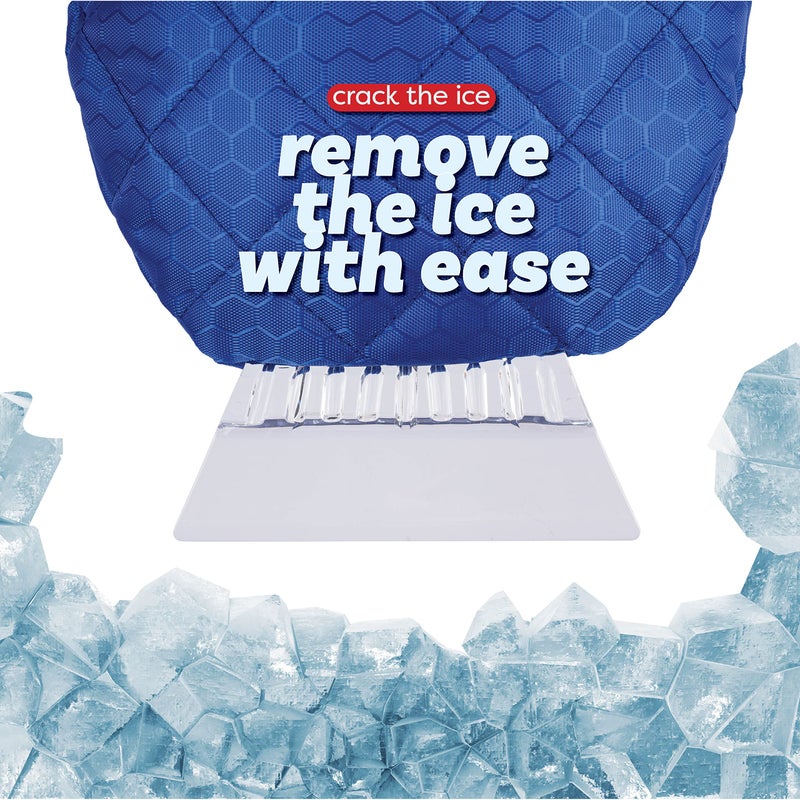 SCRUBIT Ice Scraper with Glove - Car Windshield Scraper for Ice and Snow w/Fleece Mitt - Quickly Scrape and Remove Snow While Staying Warm - Waterproof & Windproof - Car Scraper Snow Brush (Blue) - Image 2