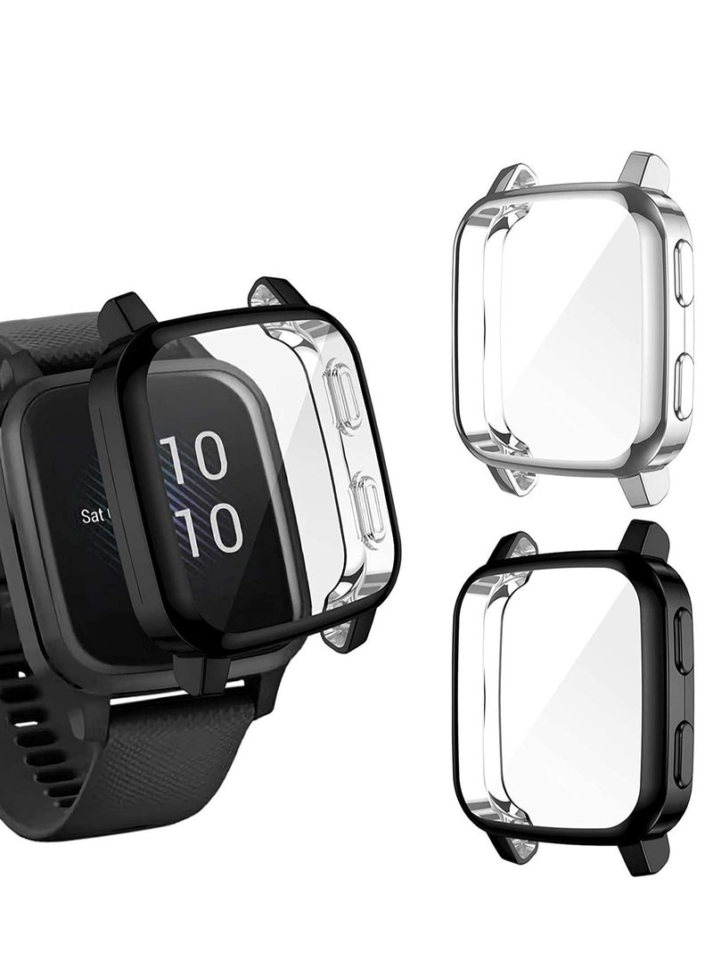 SYOSI Screen Protector Case Fit for Garmin Venu Sq/Venu Sq Music Full Coverage Soft TPU Protective Cover Bumper 2 Pack  - Image 1