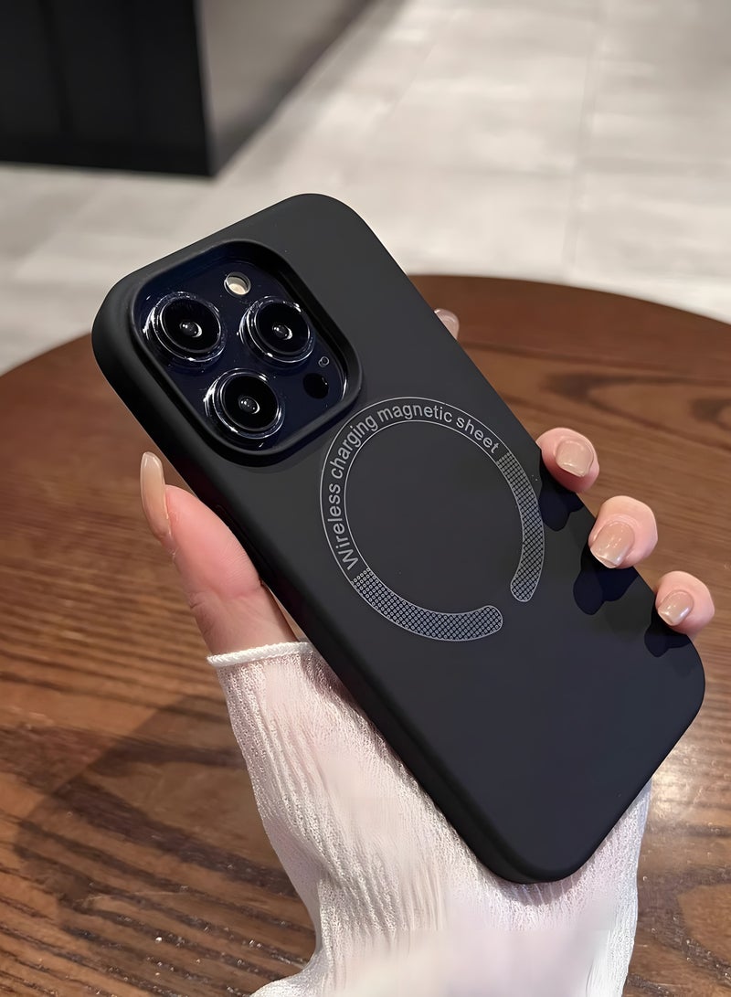 AL RAID iPhone 14 Pro Max Magnetic Case, Slim Matte Silicone Cover with Wireless Charging Support, Shockproof Protective Phone Case