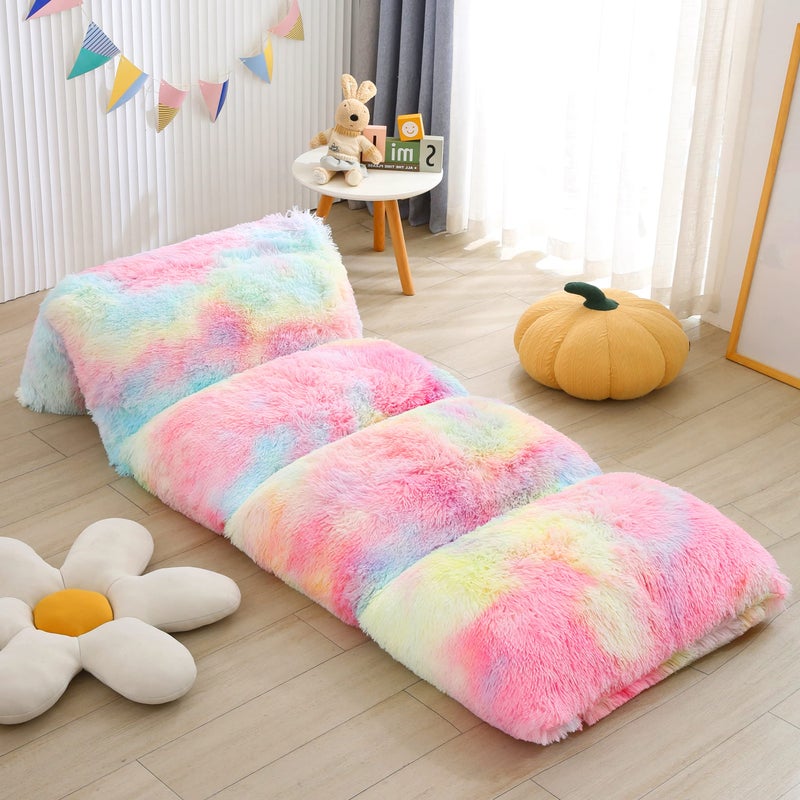 Mengersi Mengersi Velvet Floor PillowsFaux Fur Tie Dye Pillow Bed Floor Lounger CoverSleeping Mat for Girls Teen ToddlerPillow Lounger for Reading Playing Games PartyRequires 5 PillowsQueenPink 