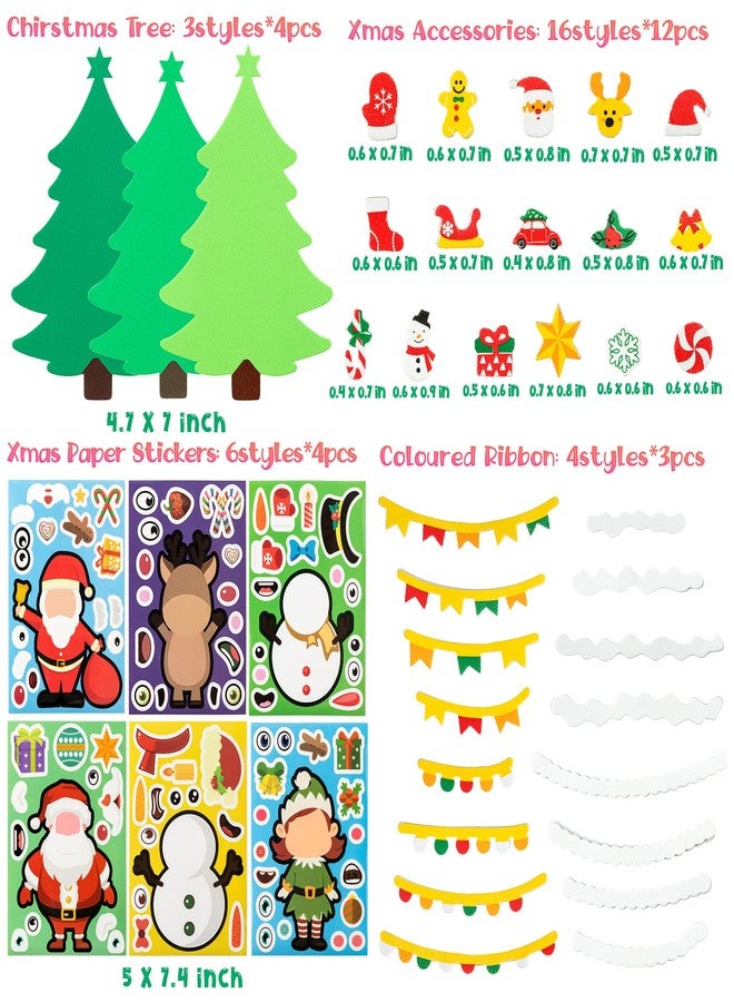 MALLMALL6 276Pcs DIY Christmas Tree Foam Craft Kits Self-Adhesive Stickers Xmas Make a Face Sticker Handmade Artwork Project Making Fun Home Activities for Kids Christmas Gift Party Favor Decoration - Image 2