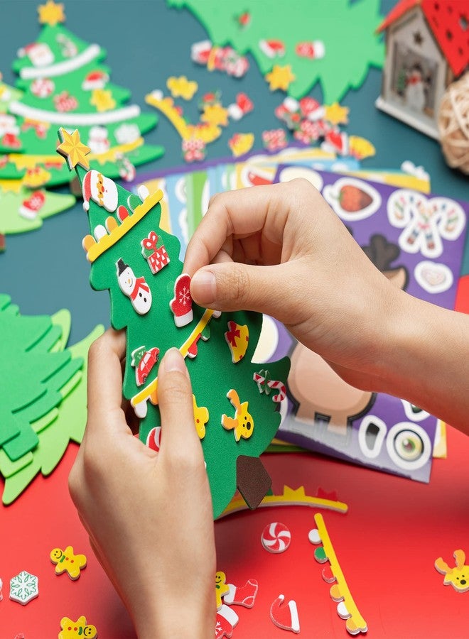 MALLMALL6 276Pcs DIY Christmas Tree Foam Craft Kits Self-Adhesive Stickers Xmas Make a Face Sticker Handmade Artwork Project Making Fun Home Activities for Kids Christmas Gift Party Favor Decoration - Image 4