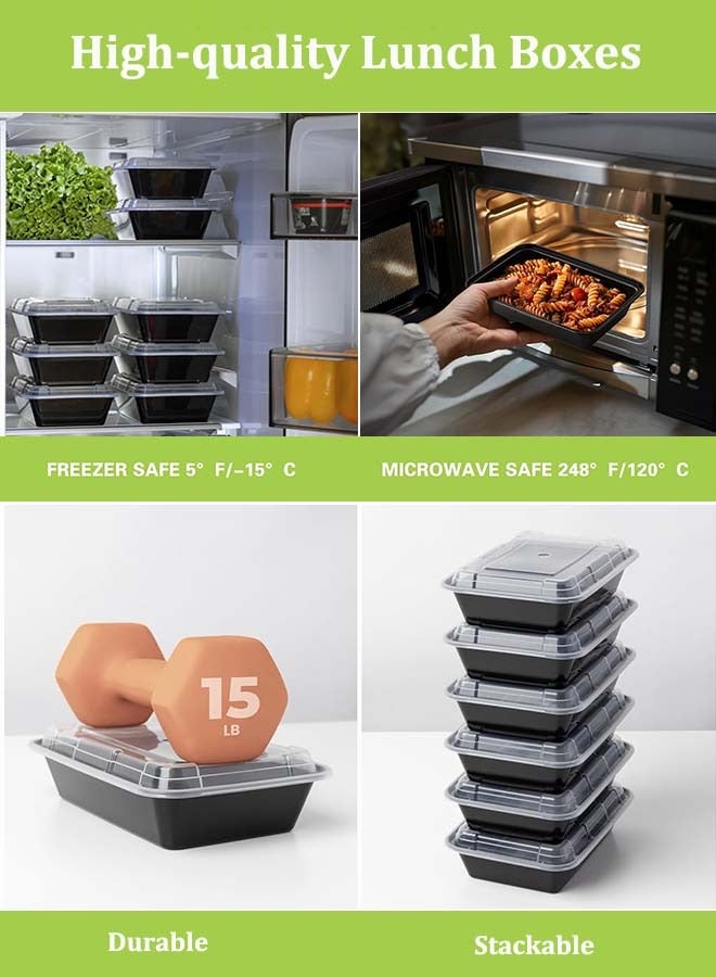 YIM-VIBEHAUS 50 Pack Meal Prep Containers, Reusable To-Go Food Containers Plastic Bento Boxes with Lids, Food Storage Lunch Box, Microwave/ Freezer/Dishwasher Safe, BPA-Free, 1000ML/34OZ - Image 3