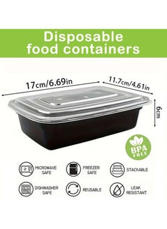 YIM-VIBEHAUS 50 Pack Meal Prep Containers, Reusable To-Go Food Containers Plastic Bento Boxes with Lids, Food Storage Lunch Box, Microwave/ Freezer/Dishwasher Safe, BPA-Free, 1200ML/40OZ  - Image 4