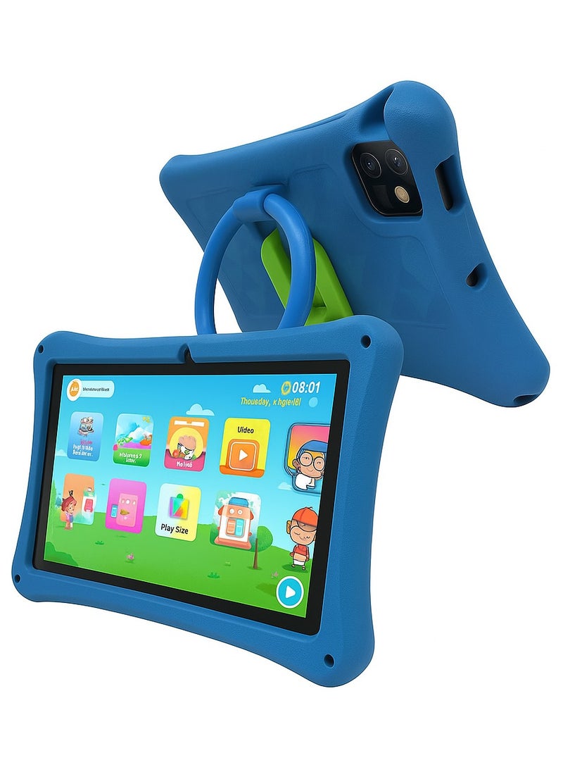 Oteeto - Oteeto K10 Kids Tablet | 10.1” Android 13 Learning Tablet with 8GB RAM 128GB ROM | Dual Camera | Kid-Proof Case | 6000mAh Battery | Free Kids Bracelet & OTG Adapter, Blue - Image 1