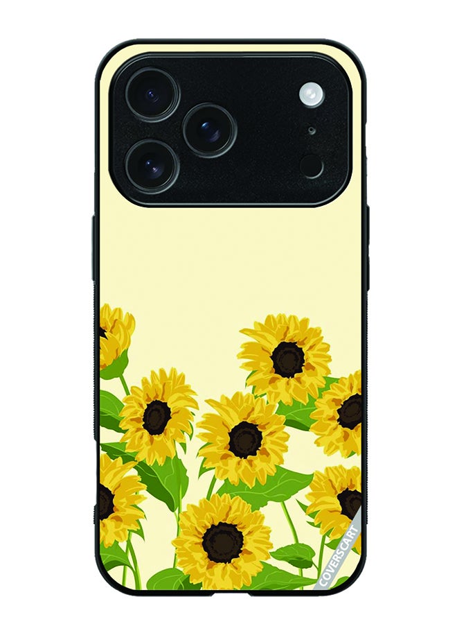 COVERSCART غطاء واقي لجهاز آبل آيفون 17 برو ماكس بتصميم دوار الشمس باللون الأصفر