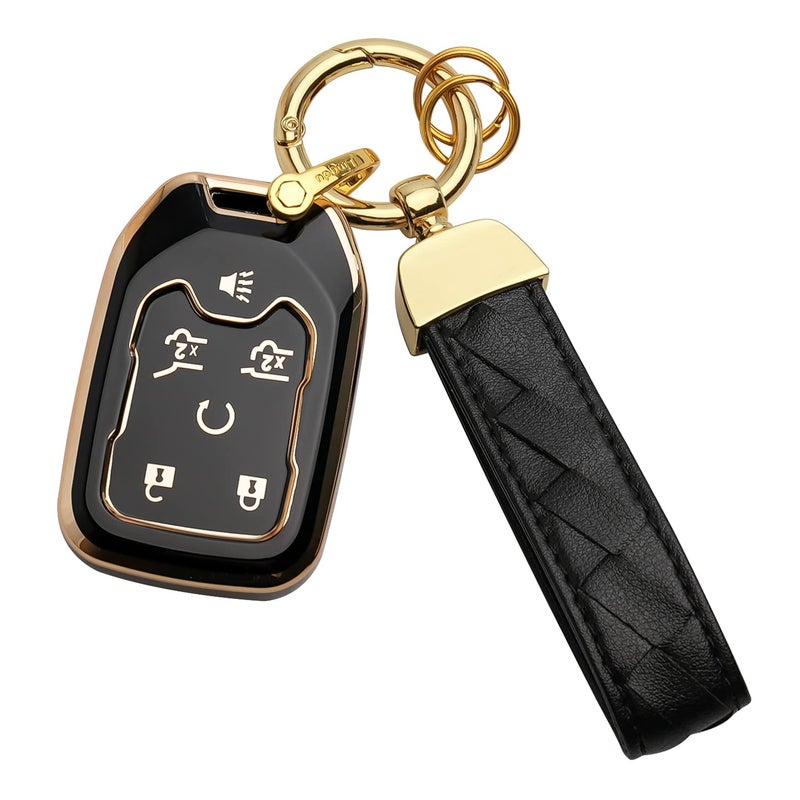 Bqepe for Chevrolet Key Fob Cover Keychain Fit for 20182023 GMC Sierra and Silverado 1500 2500HD 3500HD Smart Key Shell Case Black 6 Buttons