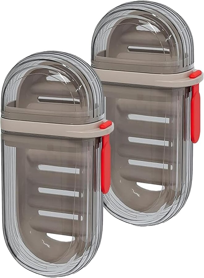 2PCS Travel Soap Case,Leakproof Soap Container with Lid,Portable Bar Soap Holder for Traveling,Soap Dish for Bathroom,Gym,School,Vacation,Outdoor,Leak Proof Seal Ensure Dry (black-1)