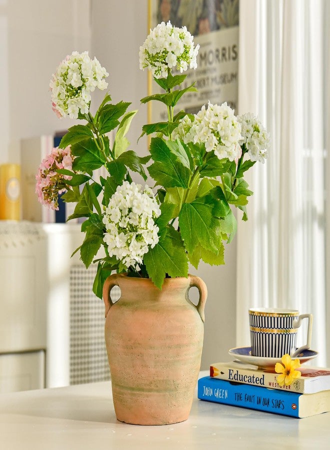 Sungmor Rustic Ceramic Flower Vase Home Decor, 6.9" Tall Terracotta Vase, Stoneware Vase with Handle, Vintage Flower Pot Water Plant Vase, Decorative Pottery Vase for Table, Living Room, Shelf - Image 3