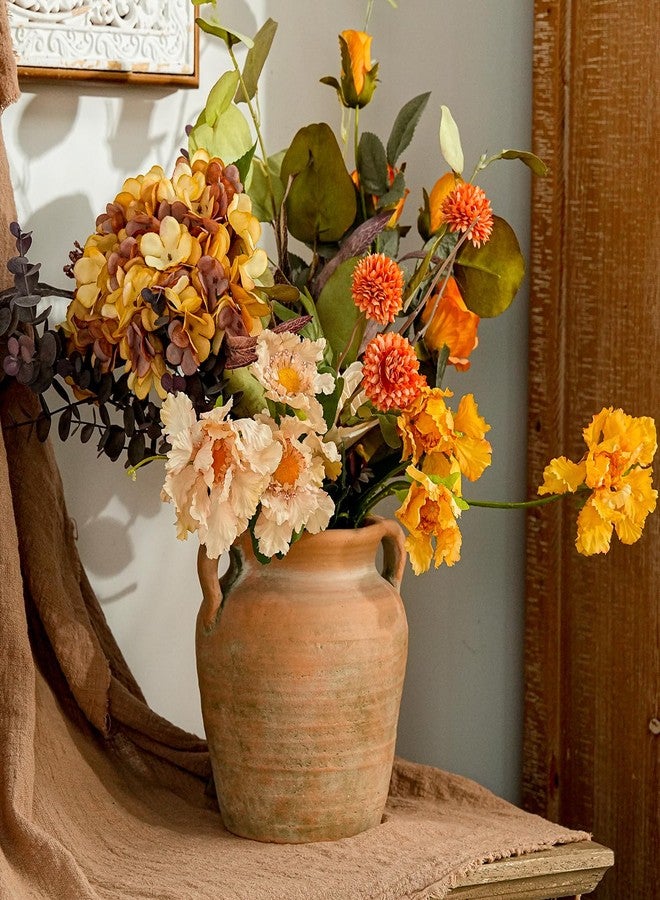 Sungmor Rustic Ceramic Flower Vase Home Decor, 6.9" Tall Terracotta Vase, Stoneware Vase with Handle, Vintage Flower Pot Water Plant Vase, Decorative Pottery Vase for Table, Living Room, Shelf - Image 2