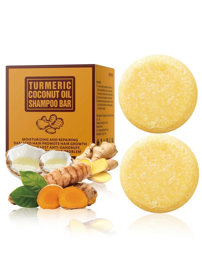Tamoskiny - 2 Pack Ginger Hair Regrowth Shampoo Bar Turmeric Shampoo Bar Soap With Coconut Oil Natural Organic Ginger Bar Shampoo For Hair Growth Solid Ginger Shampoo Bar Promotes Hair Growth 120G - Image 1