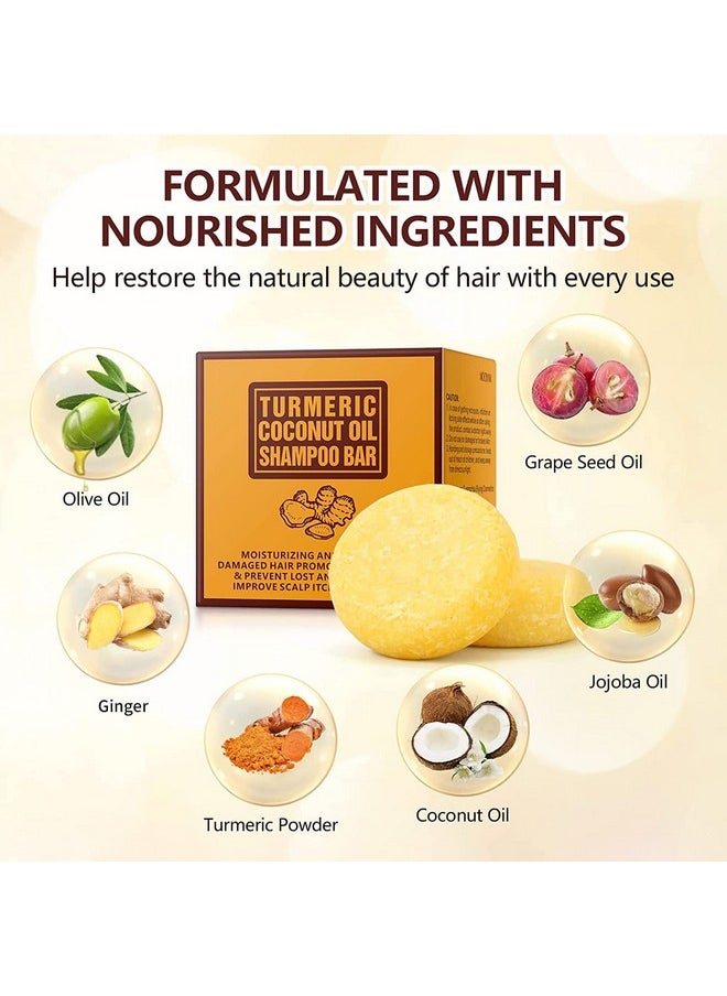 Tamoskiny - 2 Pack Ginger Hair Regrowth Shampoo Bar Turmeric Shampoo Bar Soap With Coconut Oil Natural Organic Ginger Bar Shampoo For Hair Growth Solid Ginger Shampoo Bar Promotes Hair Growth 120G - Image 1