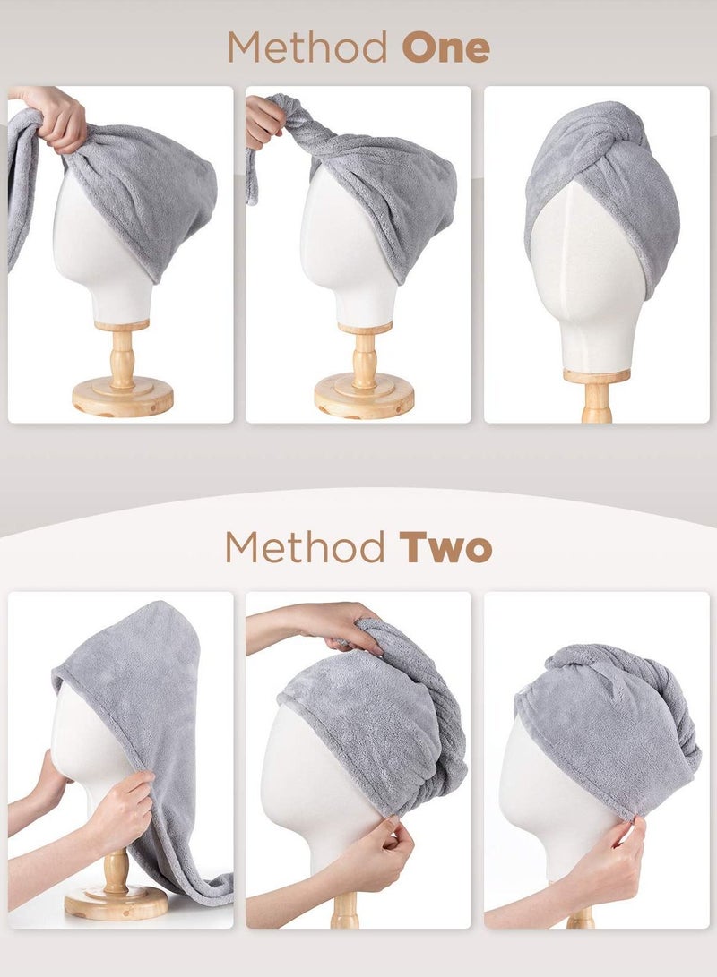 KHAJUL 3 Packs Microfiber Hair Towel for Wet Hair Purple Blue Grey - Image 3