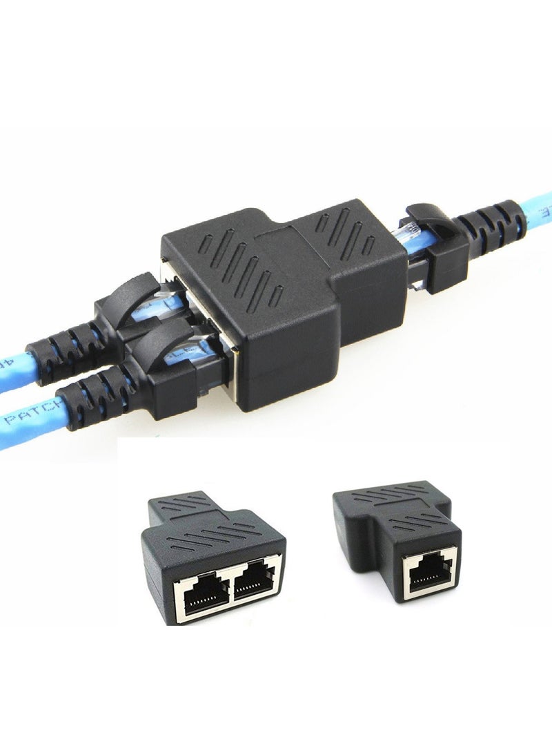 محول مقسم RJ45 من قطعتين ، RJ45 أنثى 1 إلى 2 منفذ أنثى محول مقبس واجهة كابل إيثرنت - Image 1