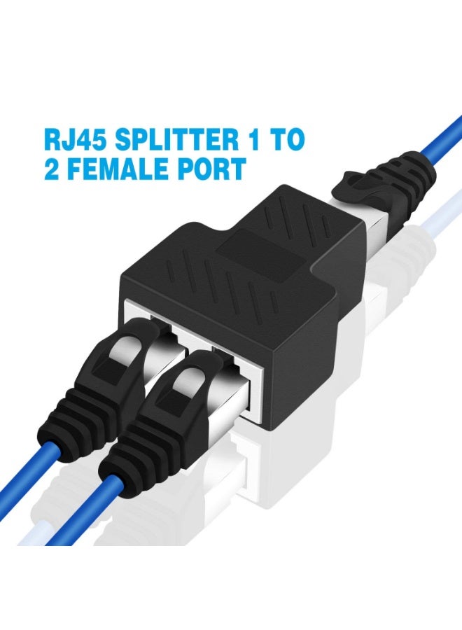 محول مقسم RJ45 من قطعتين ، RJ45 أنثى 1 إلى 2 منفذ أنثى محول مقبس واجهة كابل إيثرنت - Image 2