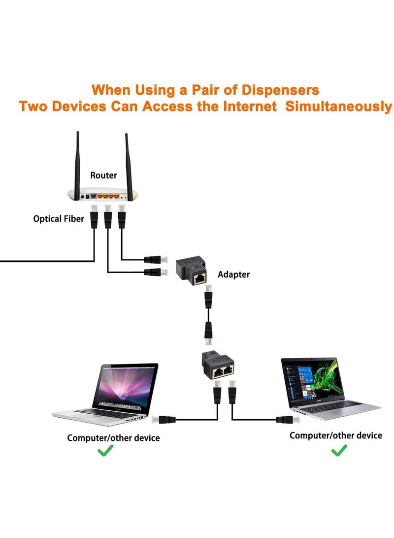 محول مقسم RJ45 من قطعتين ، RJ45 أنثى 1 إلى 2 منفذ أنثى محول مقبس واجهة كابل إيثرنت - Image 4