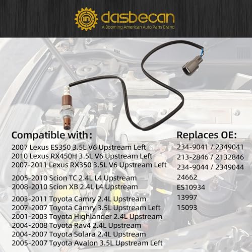 Dasbecan حساس الأكسجين Dasbecan 234-9041 O2 متوافق مع لكزس ES350 RX350 تويوتا كامري هايلاندر راف4 سولارا أفالون سايون TC XB 2.4L 3.5L - Image 2