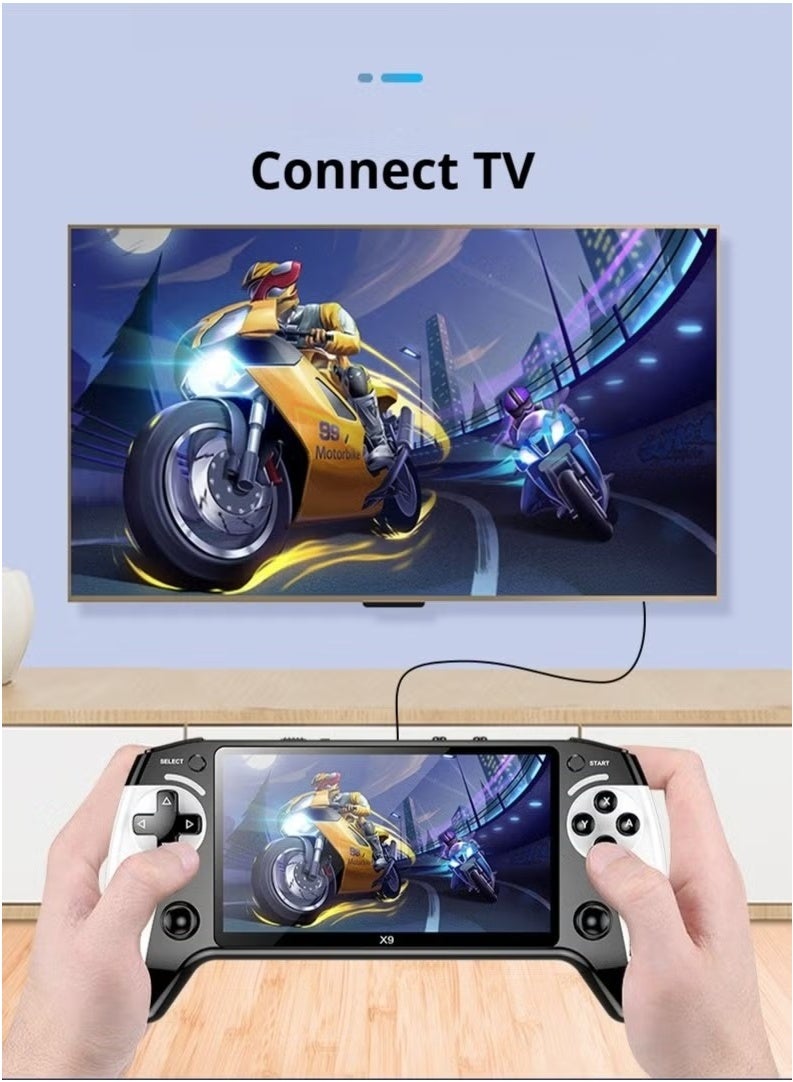 2025 X9 Handheld Game Console, 5.5'' HD Display Retro Gaming Console with 10 Emulators, Built-in 3000 Classic Games, Supports TV Output, Portable Video Game Player for Kids & Adults  - Image 4