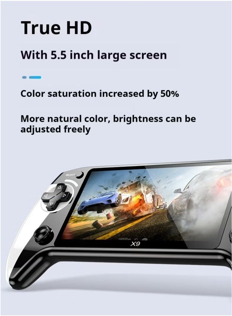 2025 X9 Handheld Game Console, 5.5'' HD Display Retro Gaming Console with 10 Emulators, Built-in 3000 Classic Games, Supports TV Output, Portable Video Game Player for Kids & Adults  - Image 2