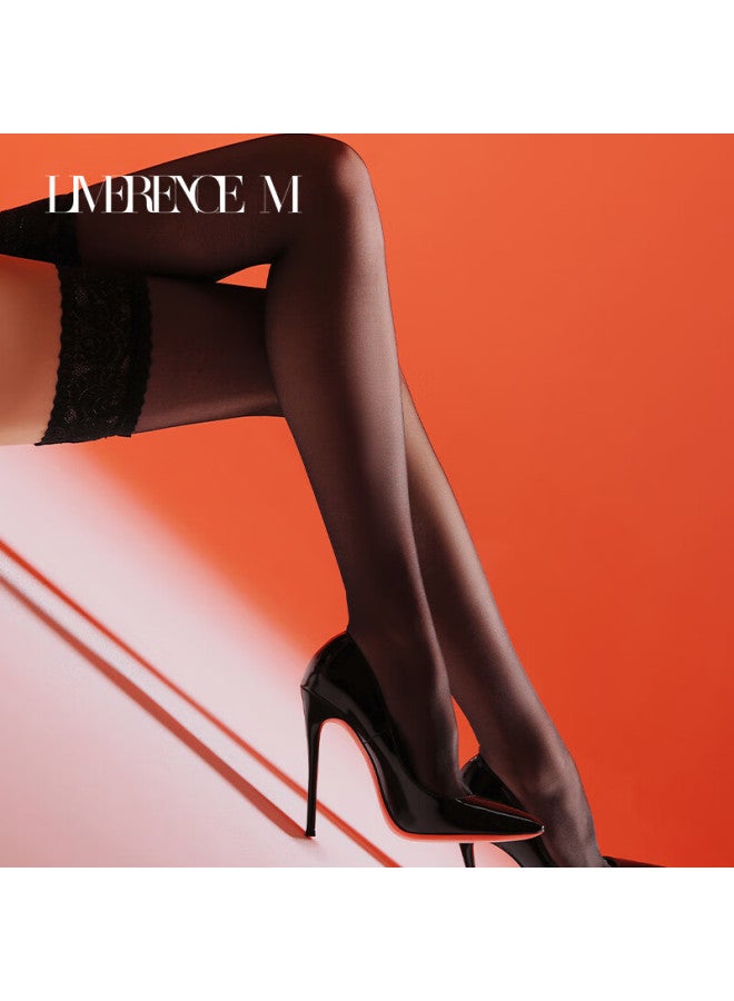 Limerence M 【0.01】 Ultra-thin Vintage Mid-calf Stockings Black Over-the-knee Wine Red 1 Pair One Size - Image 4