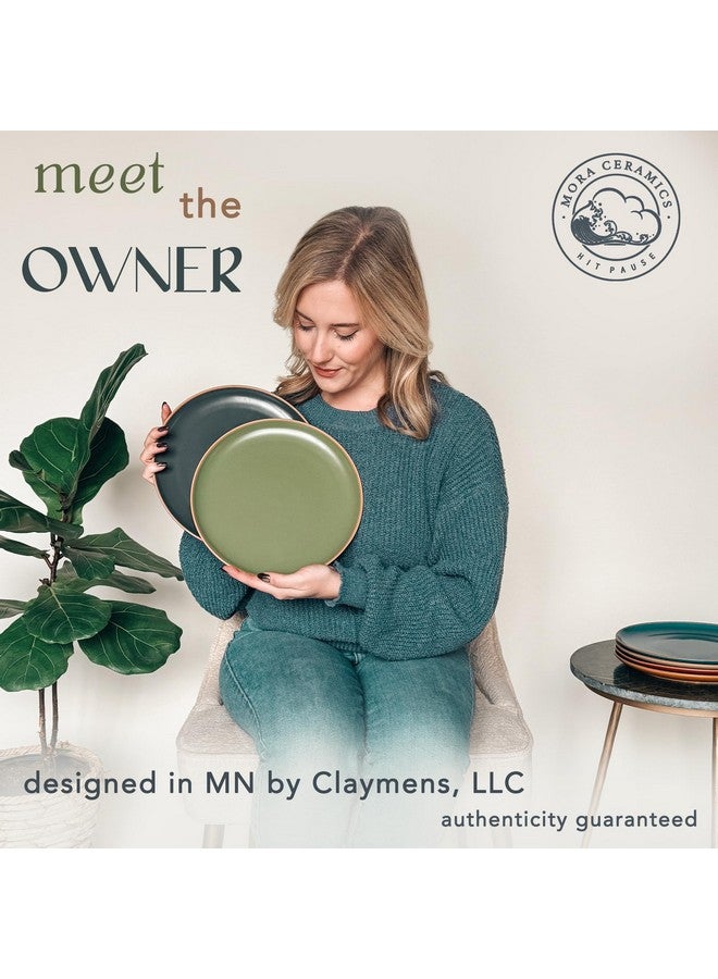 Mora Ceramic Artisan Matte Dinner Plates Set of 6, 10 inch Dish Set - Microwave, Oven, and Dishwasher Safe, Scratch Resistant, Modern Rustic Dinnerware- Kitchen Porcelain Serving Dishes - Image 3