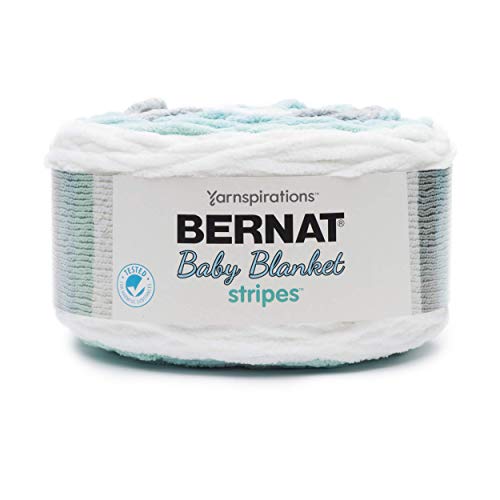 Bernat Baby Blanket Stripes, 10.5 oz, 100% Polyester, Seaglass - Image 1