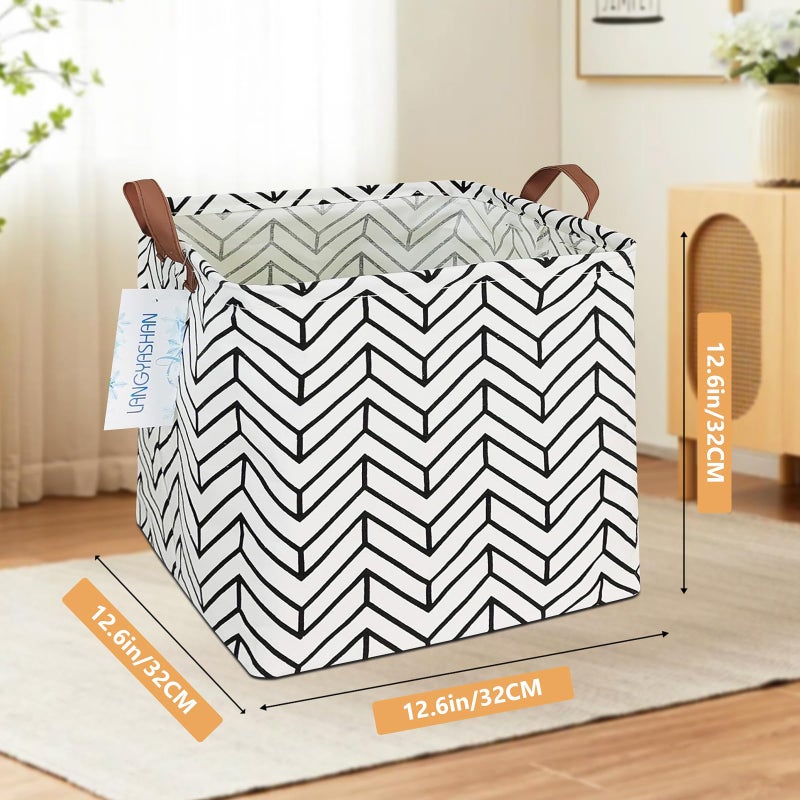 LANGYASHAN Square Storage Baskets Waterproof Canvas Children Laundry Nursery Hamper for Shelves Gift Baskets Toy Organizer Room Decor(Lion) - Image 2