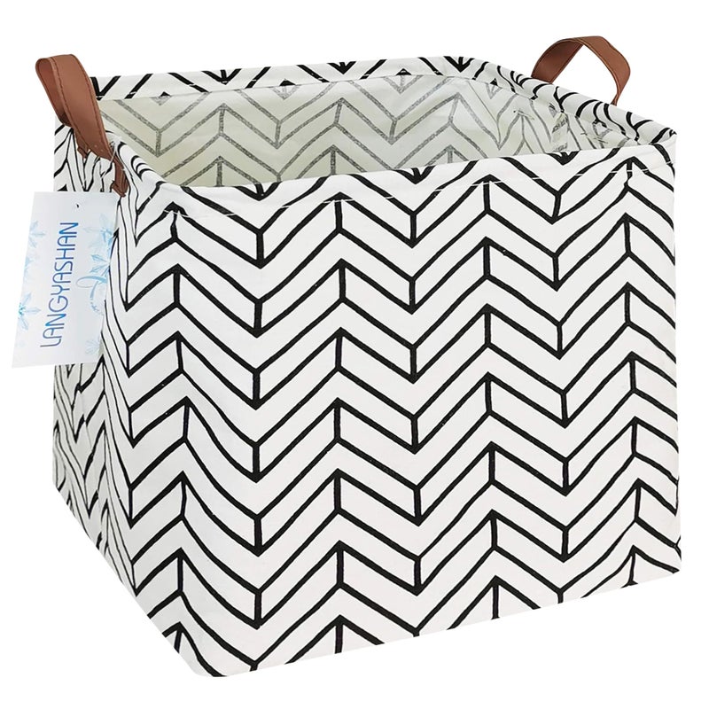 LANGYASHAN Square Storage Baskets Waterproof Canvas Children Laundry Nursery Hamper for Shelves Gift Baskets Toy Organizer Room Decor(Lion) - Image 1