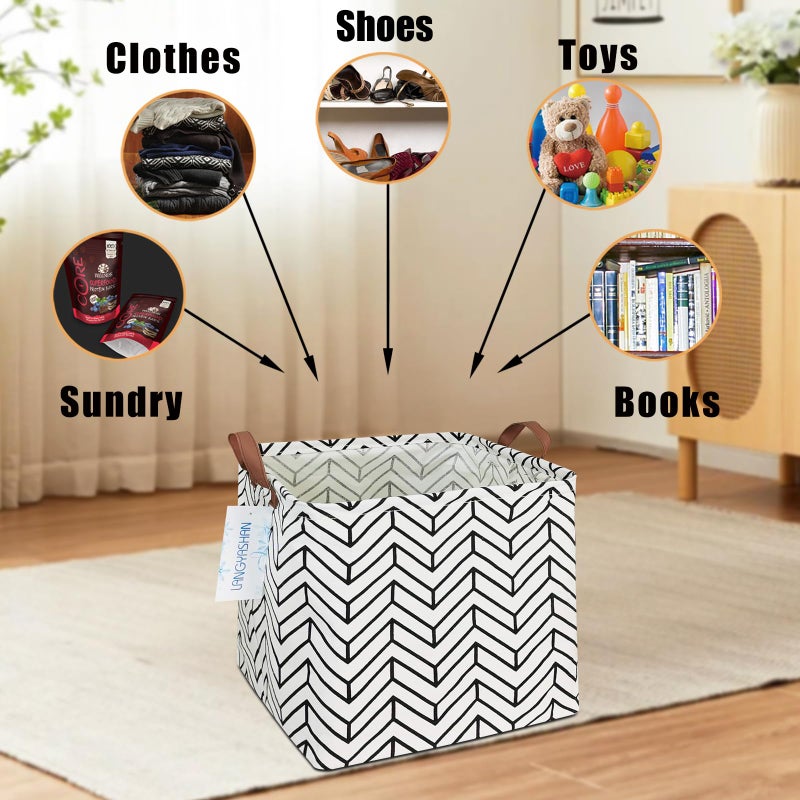 LANGYASHAN Square Storage Baskets Waterproof Canvas Children Laundry Nursery Hamper for Shelves Gift Baskets Toy Organizer Room Decor(Lion) - Image 3
