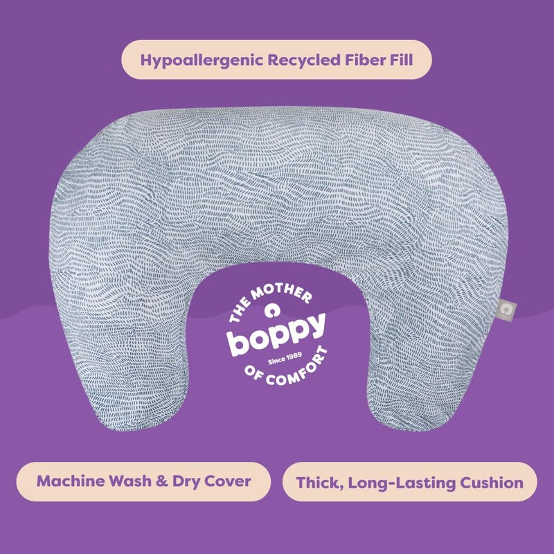 Boppy Nursing Pillow - Ergonomic Bottle & Breastfeeding Pillow with High, Firm, Large Area, Water-Repellent Cushion with Washable Cover; Baby Safety Alliance Verified - Blue Speckled Current - Image 5