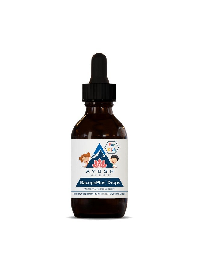 Ayush Herbs BacopaPlus Drops for Kids - Kids Focus and Attention Supplement with Bacopa, Ashwagandha, Ginkgo, Support for Brain & Memory, Organic Ingredients - 2 Fl Oz (80 Servings) - Image 1
