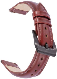 Bikson Genuine Handmade Leather Band with Black Buckle for Huawei GT2 and GT1 Smart Watch Elite Strap - Maroon Dark Red 