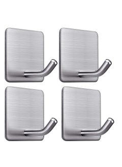Excefore Heavy Duty Adhesive Hooks Towel Hook Stick on Hooks Wall Hangers Waterproof Stainless Steel Sticky Hooks for Hanging Bathroom Kitchen Home 4 Packs  - Image 1