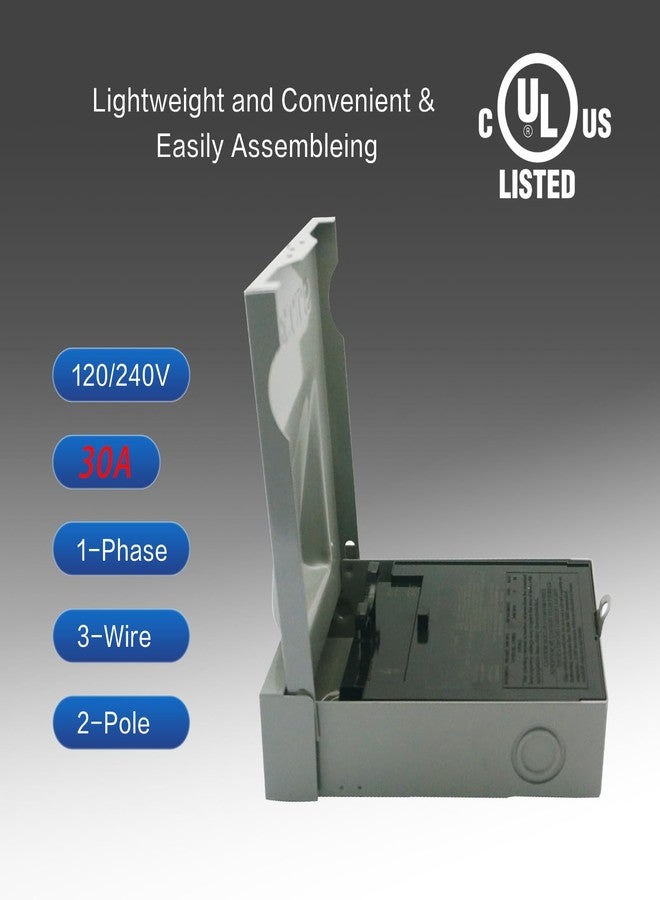 ويلز صندوق فصل التيار المتردد المقاوم للماء من ويلز، 30 أمبير (بدون فيوز مرفق)، صندوق معدني خارجي لفصل الفيوزات 120/240 فولت تيار متردد، مفتاح سحب للمنازل ومكيفات الهواء التجارية الخفيفة - Image 3