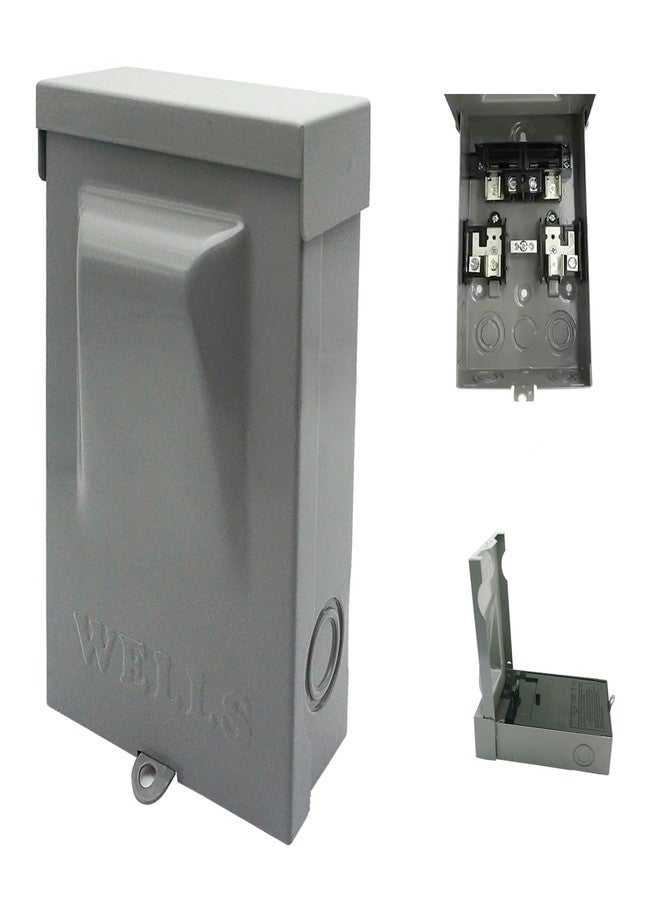 ويلز صندوق فصل التيار المتردد المقاوم للماء من ويلز، 30 أمبير (بدون فيوز مرفق)، صندوق معدني خارجي لفصل الفيوزات 120/240 فولت تيار متردد، مفتاح سحب للمنازل ومكيفات الهواء التجارية الخفيفة - Image 1