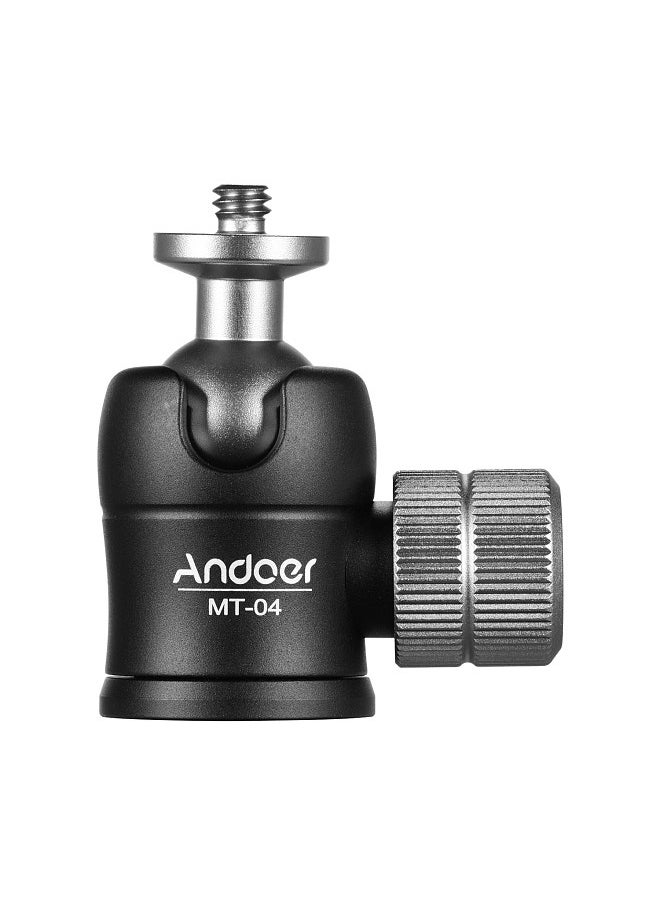 ANDOER - رأس كروي صغير من Andoer MT-04 برأس كروي بانورامي 360 درجة مع برغي قياسي مقاس 1/4 بوصة لتركيب حامل إضاءة أحادي القوائم ثلاثي القوائم لكاميرات DSLR ملحقات التصوير الاحترافي - Image 1