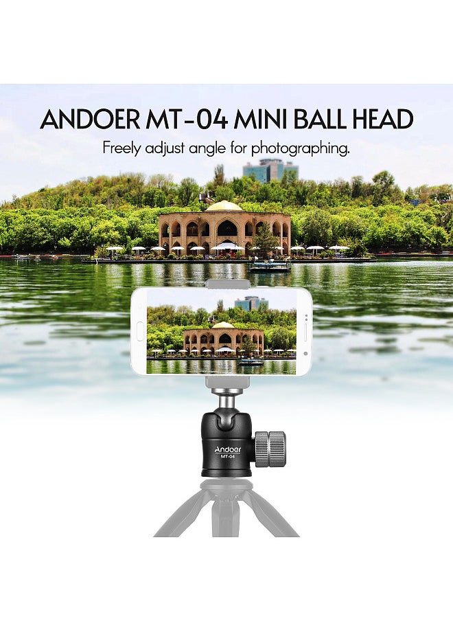 ANDOER - رأس كروي صغير من Andoer MT-04 برأس كروي بانورامي 360 درجة مع برغي قياسي مقاس 1/4 بوصة لتركيب حامل إضاءة أحادي القوائم ثلاثي القوائم لكاميرات DSLR ملحقات التصوير الاحترافي - Image 1