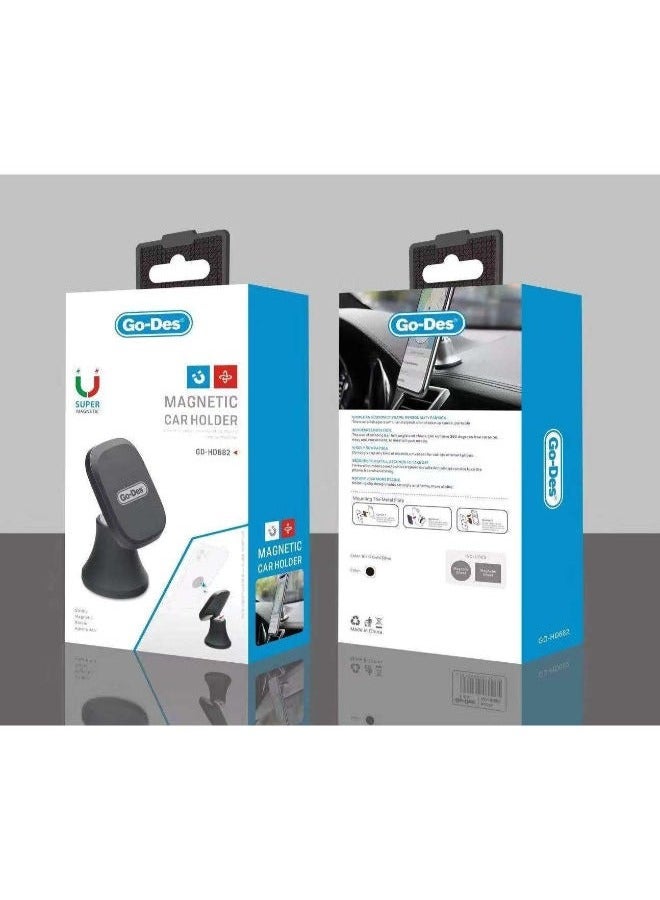 GO-DES GD-HD682 Super Magnetic Car Mount Holder – 360° Rotatable Dashboard & Air Vent Phone Holder | Universal Compatibility for Smartphones & Tablets | Compact Design with Strong Magnetic Grip - Image 3
