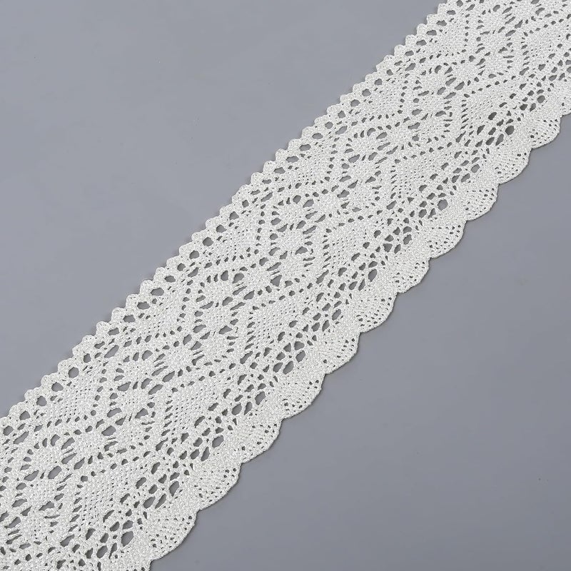 DaSync Embroidery OffWhite Cream Crochet croshia crocia Lace Border for Sarees Blouse Multi Glitter Dupatta Women Tailoring Dresses Suits Lehenga Gowns chunni Choli Crafts 9 Meter - Image 2