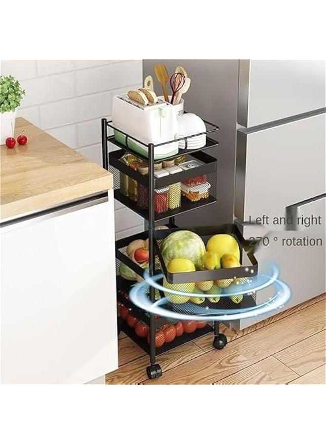 Beauenty Multi Purpose Trolley Storage Organizer And kitchen accessories items for Kitchen Storage Rack Square Design Fruits & Vegetable Onion Cutlery (Matt Black, 5 Layer Drawer) - Image 2