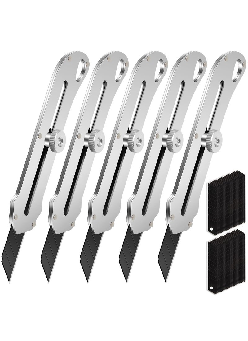 SYOSI - 5 Pcs Retractable Utility Knife, Stainless Steel Utility Knife, Heavy Duty Multifunctional Box Cutter with 50 Pcs Replaceable Blades for Office, Home, School - Image 1