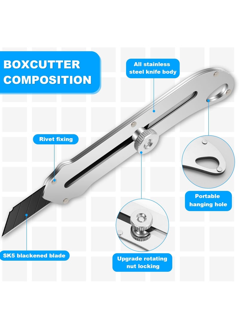 SYOSI - 5 Pcs Retractable Utility Knife, Stainless Steel Utility Knife, Heavy Duty Multifunctional Box Cutter with 50 Pcs Replaceable Blades for Office, Home, School - Image 1