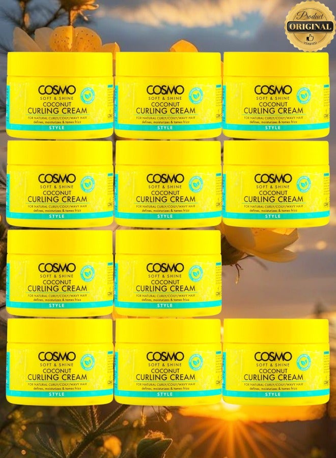 COSMO 11 Pieces Soft And Shine Coconut Curling Cream For Natural Curly And Coily And wavy Hair 325g  - Image 1