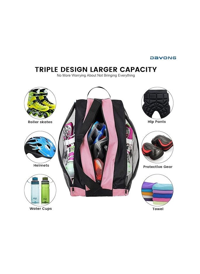 DAYONG حقائب التزلج على العجلات، حقيبة تزلج من قماش أوكسفورد مع حزام كتف قابل للتعديل للأطفال والبالغين، حقيبة تزلج بسعة كبيرة للأحذية، الخوذة وغيرها من ملحقات التزلج. - Image 5