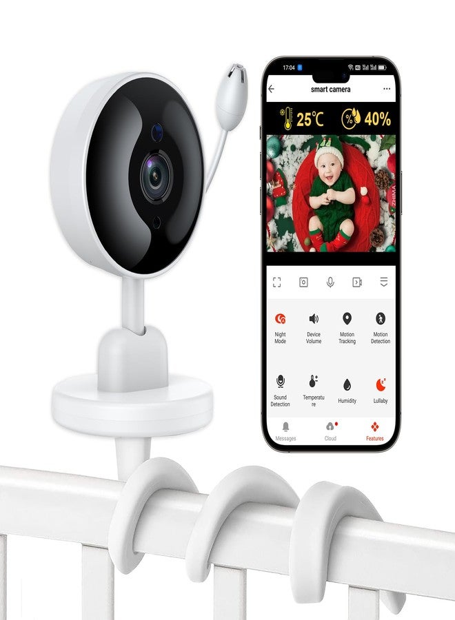 FOUKWAKC Tuya Baby Monitor with Camera and Audio, 2K WiFi Indoor Video Baby Camera with Mount, Motion & Cry Detection, Temp & Humidity Sensor, Night Vision, 2 Way Audio, 4 Lullabies, APP Control - Image 1