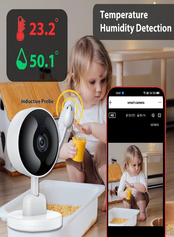 FOUKWAKC Tuya Baby Monitor with Camera and Audio, 2K WiFi Indoor Video Baby Camera with Mount, Motion & Cry Detection, Temp & Humidity Sensor, Night Vision, 2 Way Audio, 4 Lullabies, APP Control - Image 4