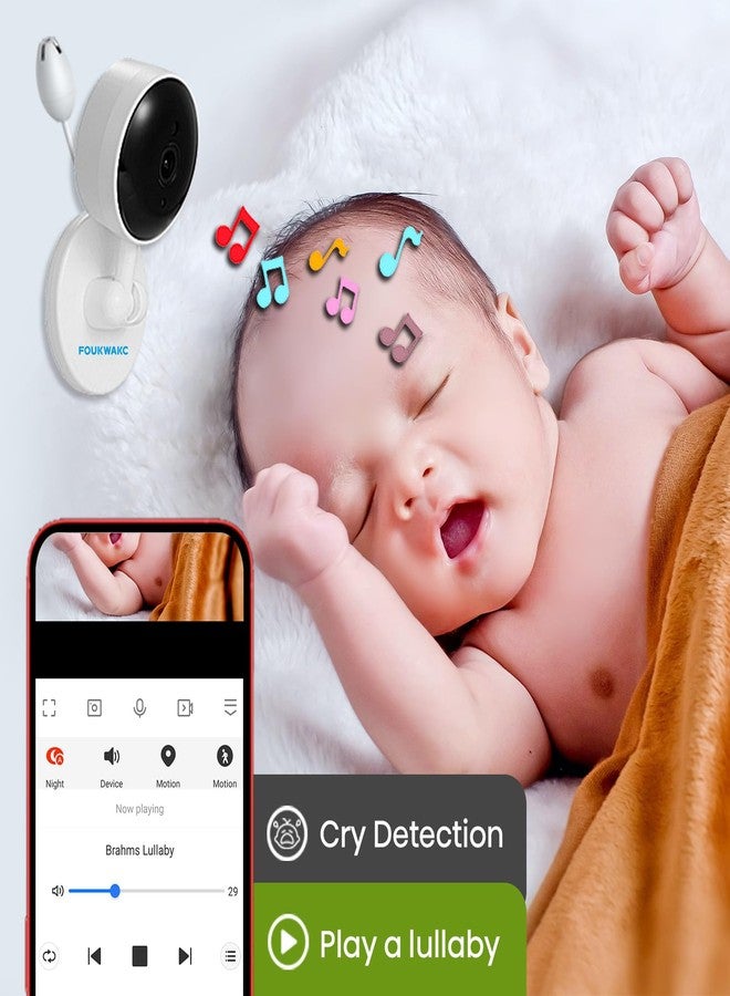FOUKWAKC Tuya Baby Monitor with Camera and Audio, 2K WiFi Indoor Video Baby Camera with Mount, Motion & Cry Detection, Temp & Humidity Sensor, Night Vision, 2 Way Audio, 4 Lullabies, APP Control - Image 5