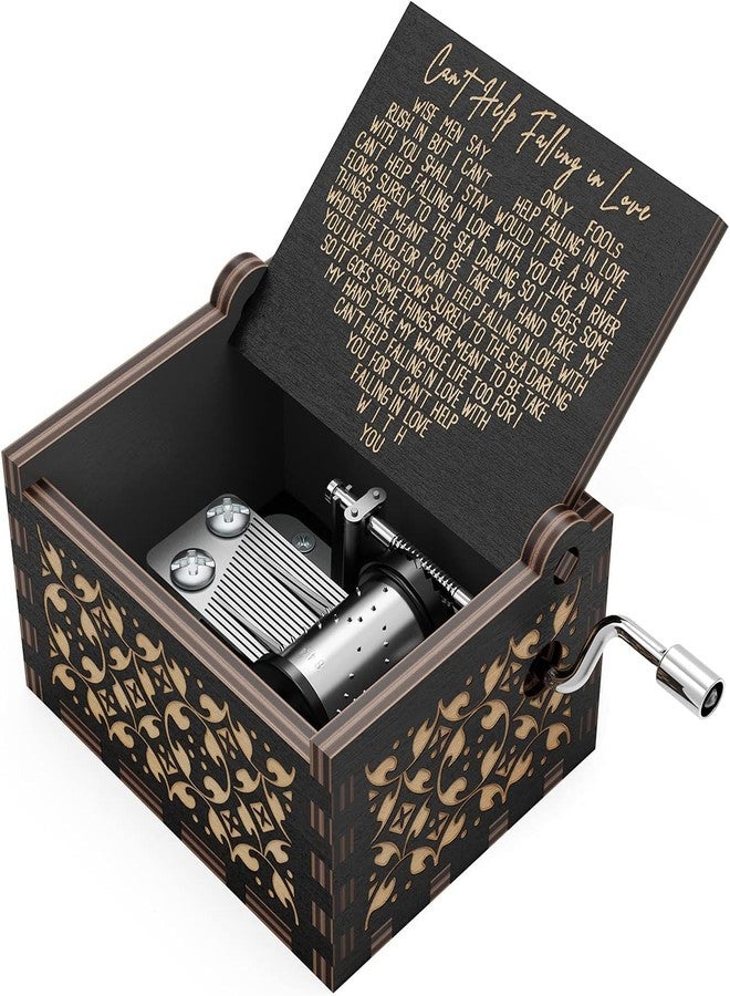 STORE 2508 Store2508 Wooden Vintage Hand Cranked Music Box – Can’t Help Falling in Love - Image 1