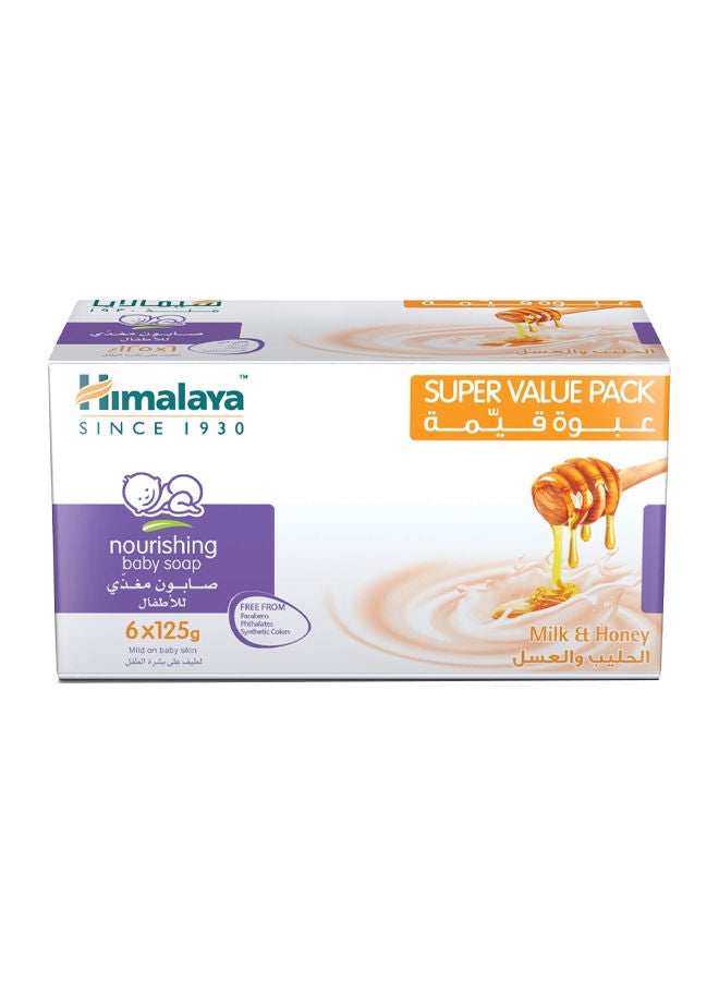 Himalaya Nourishing Baby Soap - Milk & Honey 125g Pack of 6 - Image 1